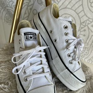 White low rise platform converse 6